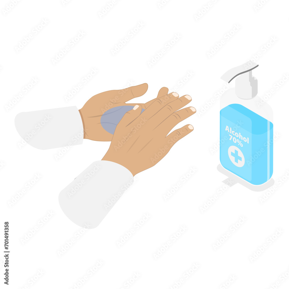 3D Isometric Flat Vector Set of Sanitizers, Personal Protective Equipment. Item 3 3D Isometric Flat Vector Set of Sanitizers, Personal Protective Equipment. Item 3