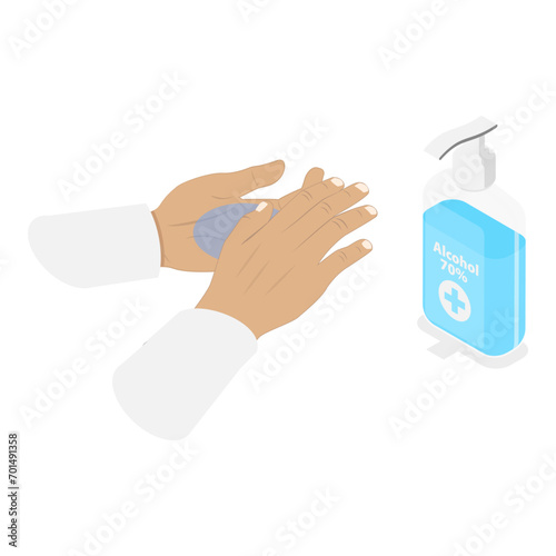 3D Isometric Flat Vector Set of Sanitizers, Personal Protective Equipment. Item 3
