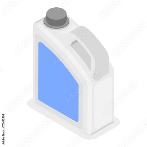 3D Isometric Flat Vector Icon of Detergent Product Plastic Bottles Set, Household Products. Item 1