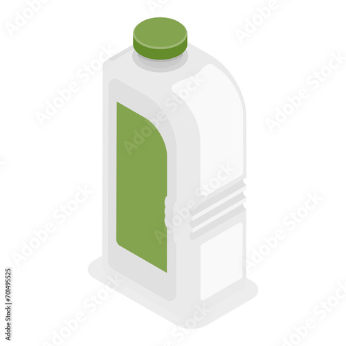 3D Isometric Flat Vector Icon of Detergent Product Plastic Bottles Set, Household Products. Item 2