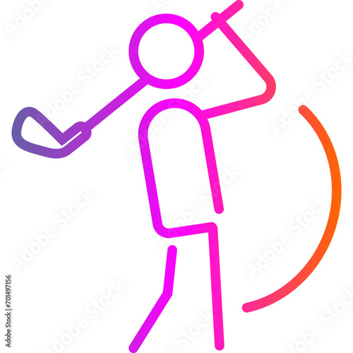 colorfull and colored gradient icon - Golfer icon, representing sports, outdoor activities, or leisure, often used for themes related to golf, fitness, or recreational sports