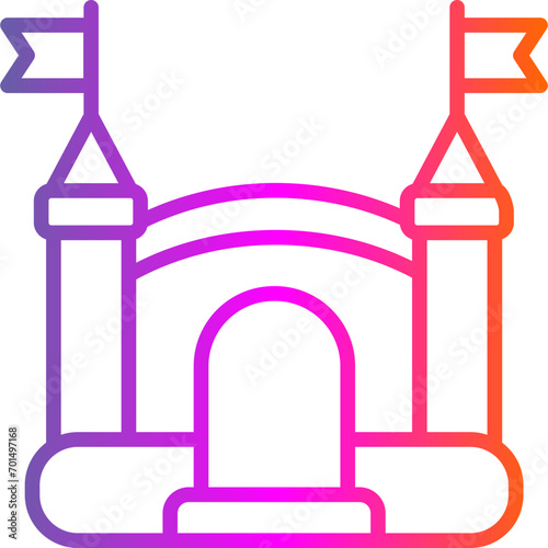 colorfull and colored gradient icon - Castle icon, representing amusement parks, fun activities, or entertainment areas, often used for themes related to children, family outings, or tourist attractio