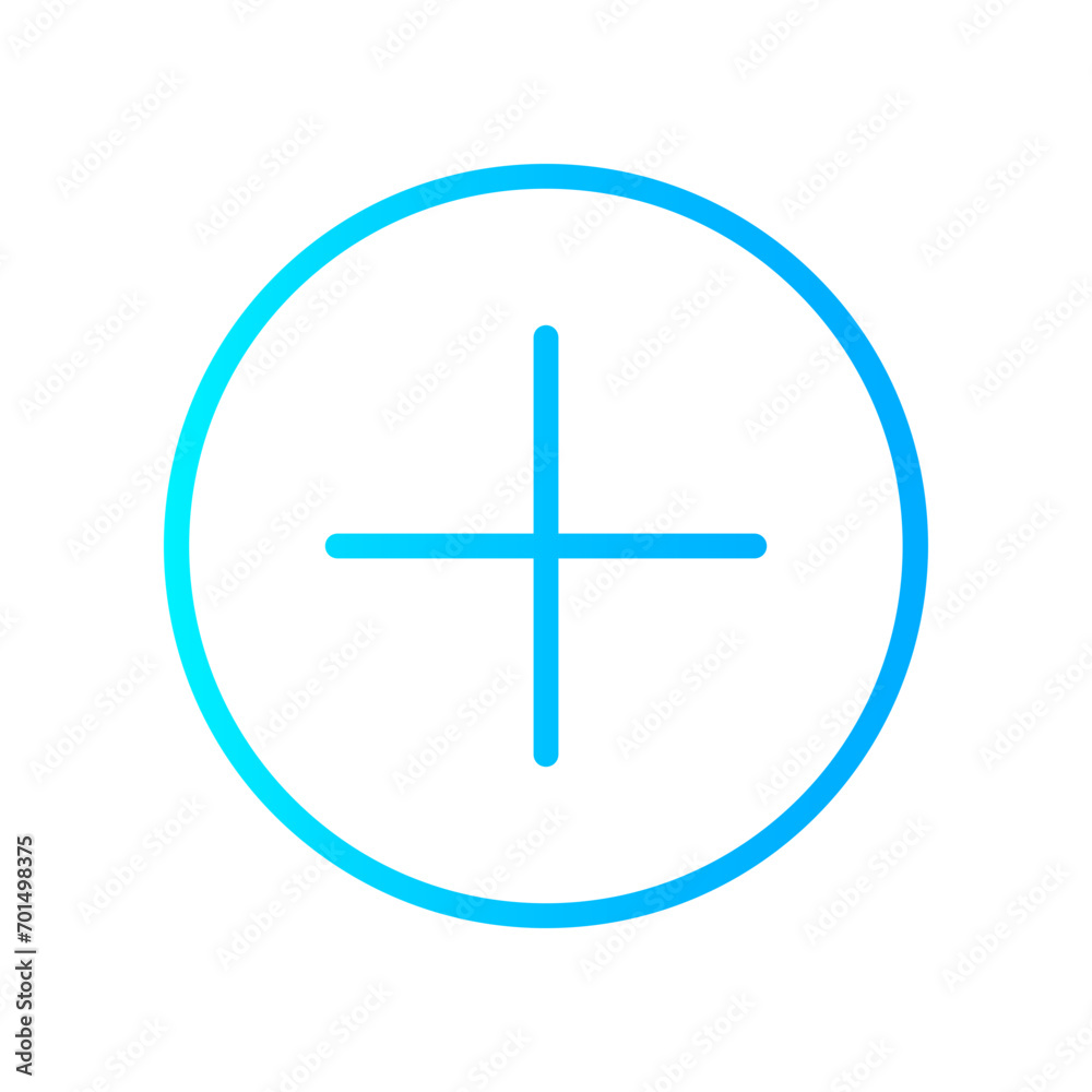 Obraz premium blue white gradient icon - Add plus batton circle