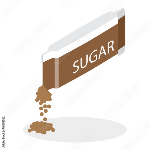 3D Isometric Flat Vector Icon of Sugar Packs Set, Disposable Packaging Bundle. Item 5