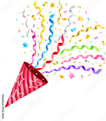 Red party hopper with popping colored confetti
