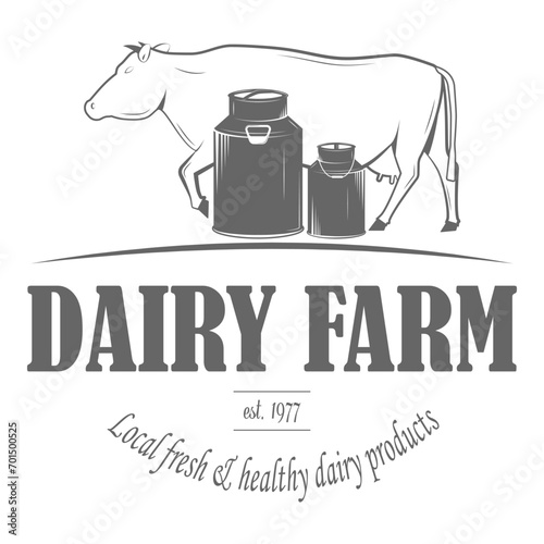 Farm Fresh Products Badge Set Vector Illustration. Contains Images of Barn, Farm Truck, Tractor, Cow, Chicken, Farmer, Eggs, Human Hands, Milk Can, Farm Constructions, Tomatoes.. Item 3