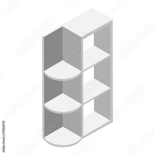3D Isometric Flat Vector Set of Kitchen Cabinets, Empty Wooden Storages and Shelves. Item 6