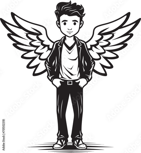 Ascendant Assets Black Wings for Male Investors Angelic Acumen Iconic Vector Emblem for Men