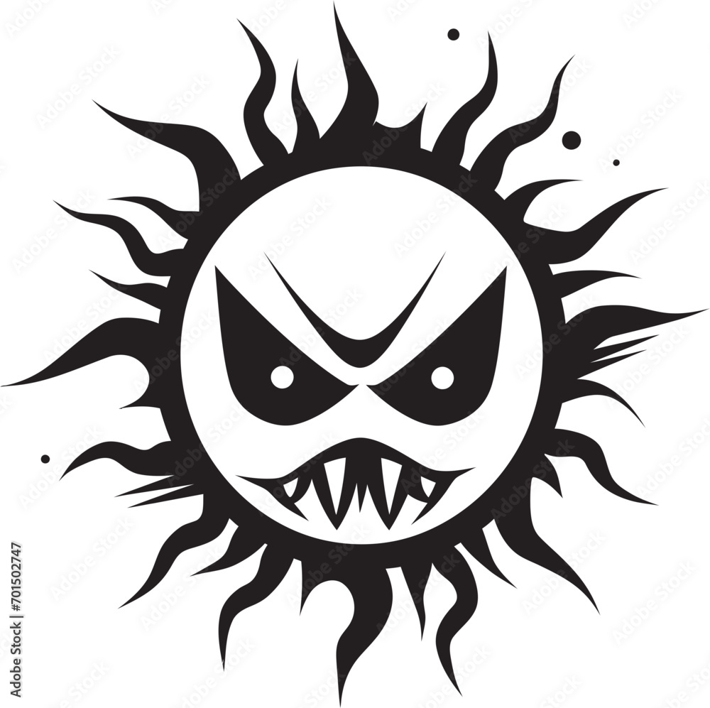 Searing Inferno Angry Sun Vector Blazing Fury Black Sun’s Wrath