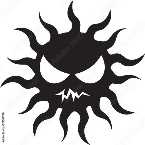 Wrathful Dawn Sun’s Anger in Vector Temperamental Radiance Black Sun Logo Icon