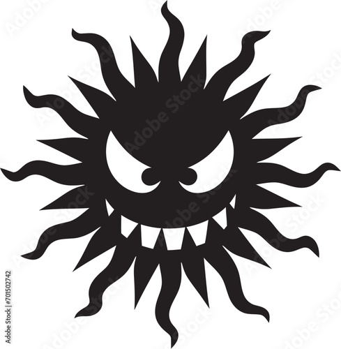 Temperamental Radiance Black Sun Logo Icon Solar Inferno Angry Sun’s Vector Wrath