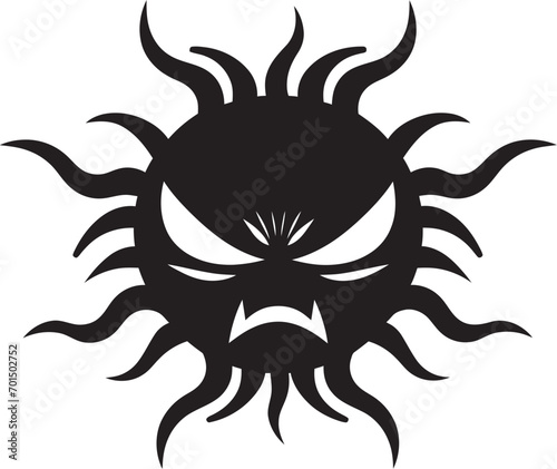 Solar Anger Black Iconic Sun Tempestuous Outburst Angry Sun Vector
