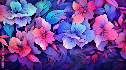 Holographic floral patterns and leaves creating an ideal backdrop for your text.
