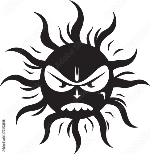 Searing Sunburst Angry Sun Vector Design Angry Radiance Black Logo Icon of Sun