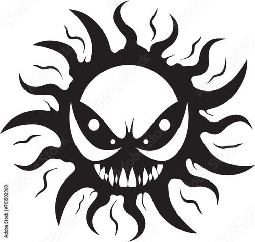 Infernal Outburst Angry Sun in Vector Furious Flare Black Angry Sun Icon