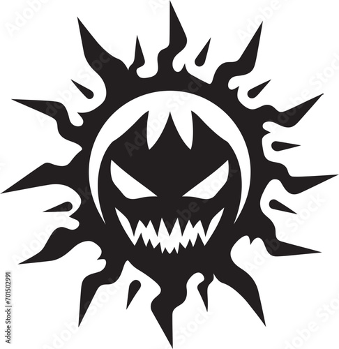 Wrathful Dawn Sun’s Anger in Vector Temperamental Radiance Black Sun Logo Icon