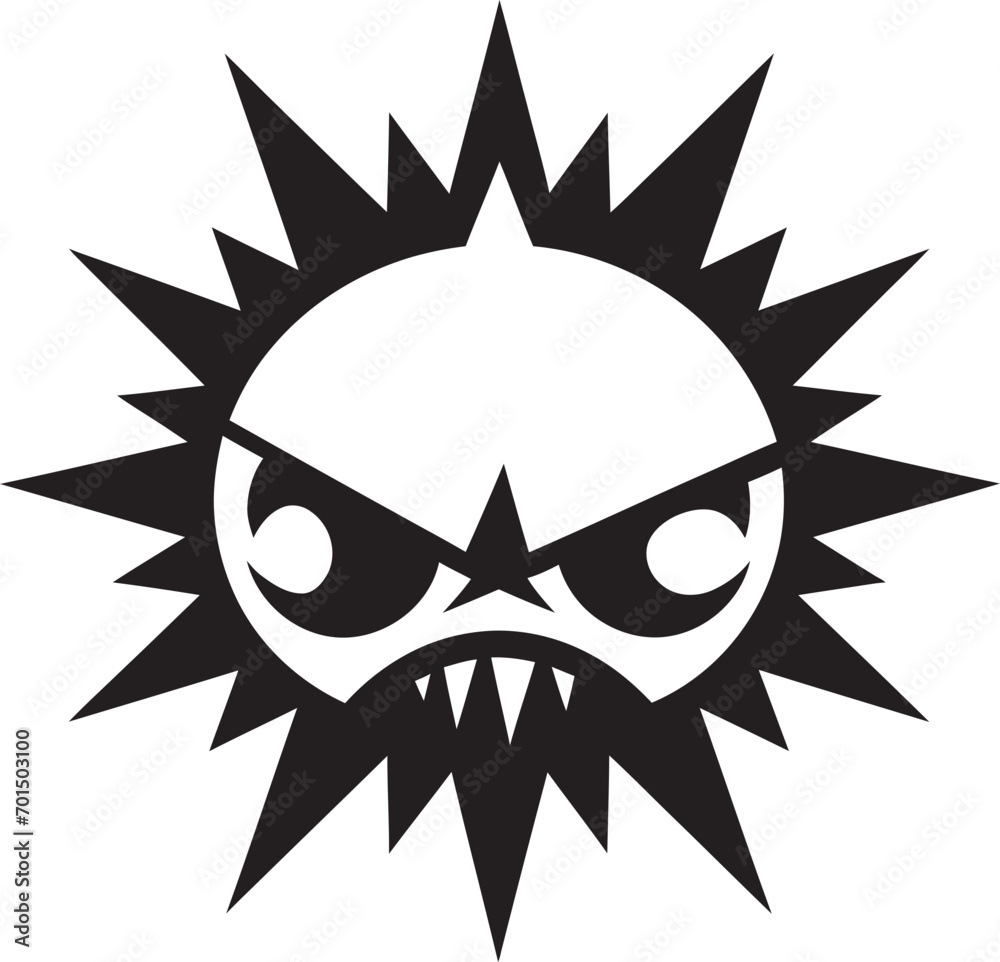 Temperamental Radiance Black Sun Logo Icon Solar Inferno Angry Sun’s ...