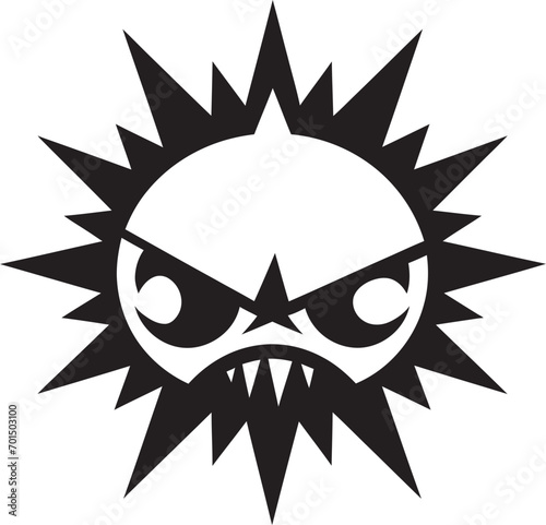 Temperamental Radiance Black Sun Logo Icon Solar Inferno Angry Sun’s Vector Wrath