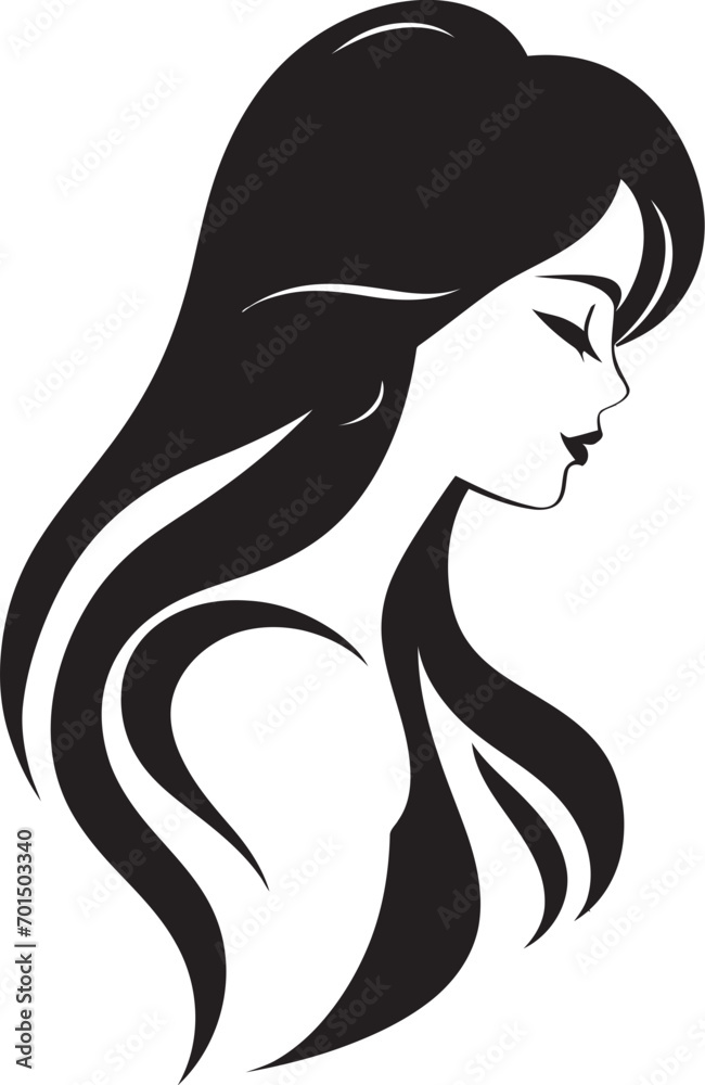 Serene Silhouette Iconic Vector of Beauty Captivating Grace Black Emblem of a Woman