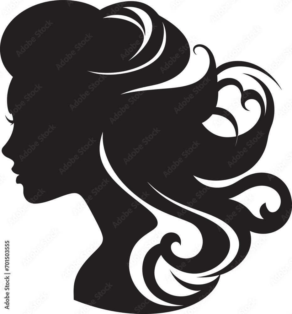 Graceful Lines Womans Face in Black Silhouette Radiant Shadows Iconic Black Beauty Graceful Lines Womans Face in Black Silhouette Radiant Shadows Iconic Black Beauty