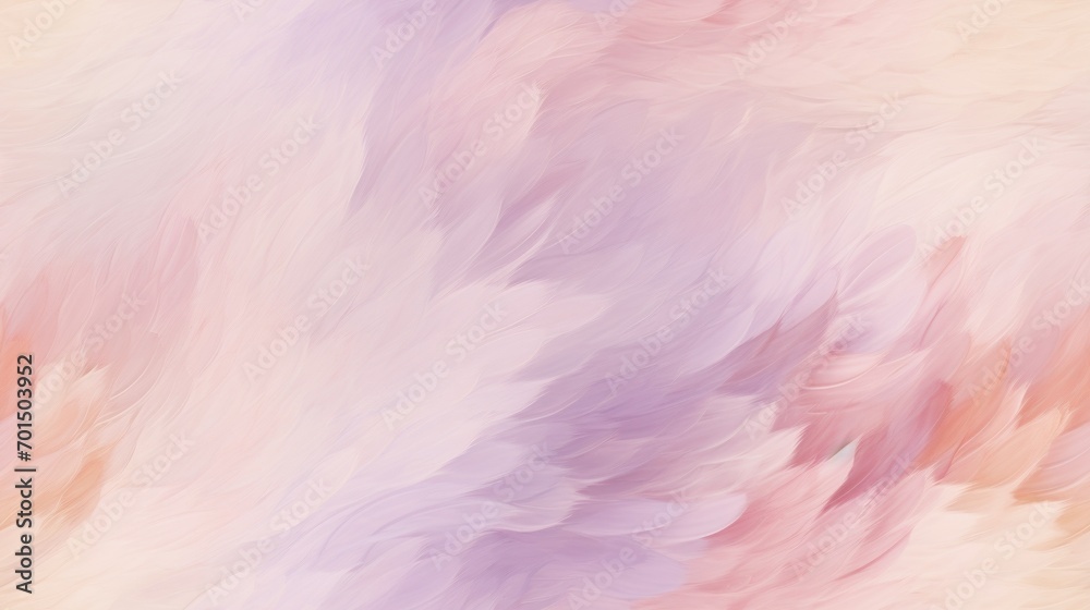  a painting of pink and purple feathers on a white and pink background with space for a text or an image.