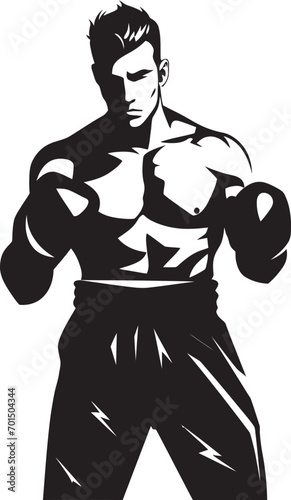 Gloved Dynamo Black Logo of Boxer Power Jab Vector Boxer Design