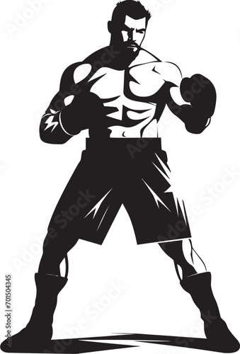 Sparring Gladiator Silhouetted Boxer Punch Force Iconic Black Boxer