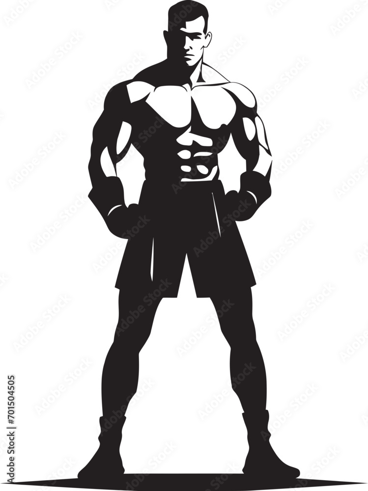 Sparring King Vector Boxer Man Emblem Brawl Dynamo Cartoon Boxer Silhouette