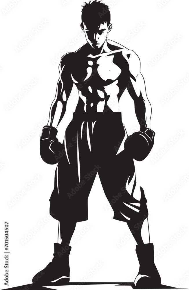 Knockout Fury Iconic Boxer Design Champion Punch Black Boxer Man