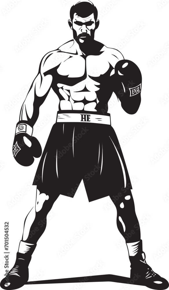 Boxing King Emblematic Boxer Man Ring Champion Vector Black Logo Boxing King Emblematic Boxer Man Ring Champion Vector Black Logo