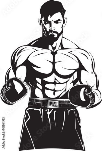 Fist Fury Vector Boxer Man Emblem Sparring Legend Black Cartoon Boxer