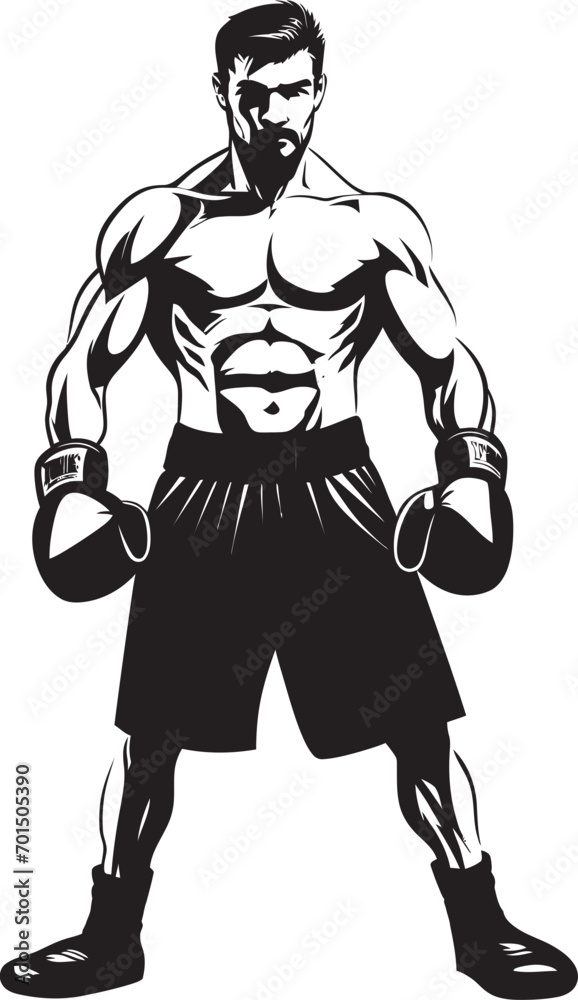 Brawl Master Cartoon Boxer Silhouette Punch Artist Black Vector Boxer