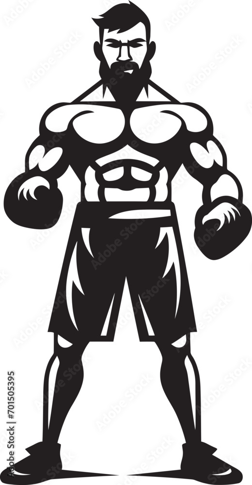 Jab Dynamo Vector Cartoon Boxer Icon Ring Ruler Black Logo of Boxer Man Jab Dynamo Vector Cartoon Boxer Icon Ring Ruler Black Logo of Boxer Man
