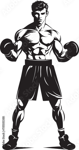 Power Puncher Iconic Boxer Man Logo Sparring King Vector Boxer Silhouette