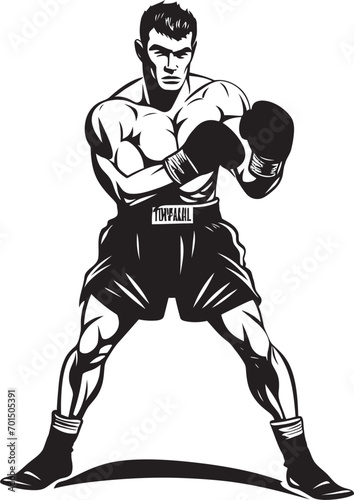 Punch Artist Black Vector Boxer Knockout Warrior Iconic Boxer Man Silhouette