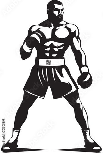 Ring Ruler Black Logo of Boxer Man Combat Hero Iconic Black Cartoon Boxer