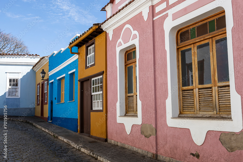 Characteristic architecture in the historic Sao Joao del Rei, colonial city on Minas Gerais state, Brazil