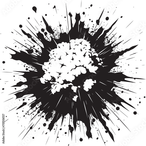 Flash Blast Cartoon Black Explosion Cartoon Kaboom Explosive Vector Icon