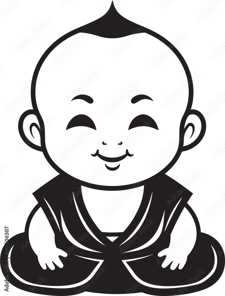 Chibi Serenity Cartoon Zen Logo Buddha Bliss Vector Kid Buddha Chibi Serenity Cartoon Zen Logo Buddha Bliss Vector Kid Buddha