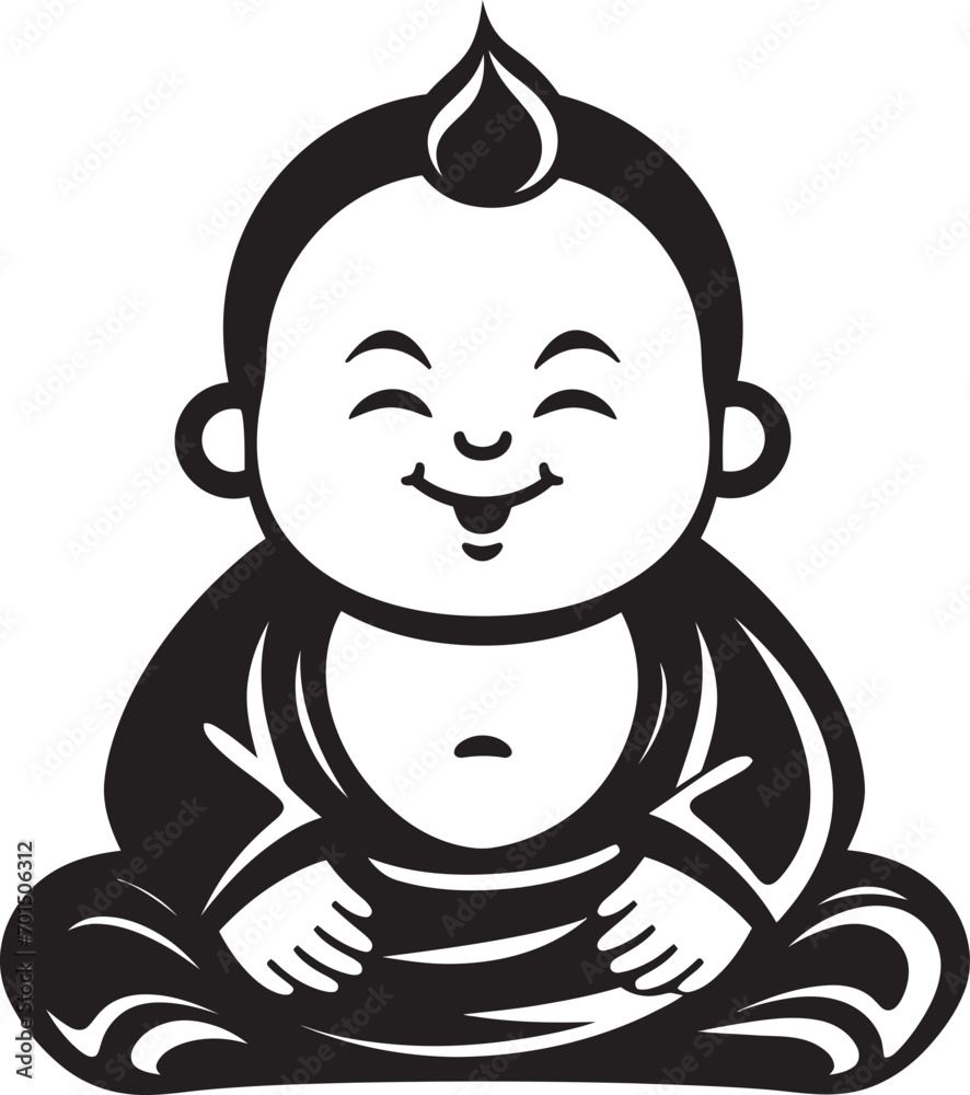 Zen Little One Vector Buddha Icon Peaceful Prodigy Black Emblematic Design Zen Little One Vector Buddha Icon Peaceful Prodigy Black Emblematic Design