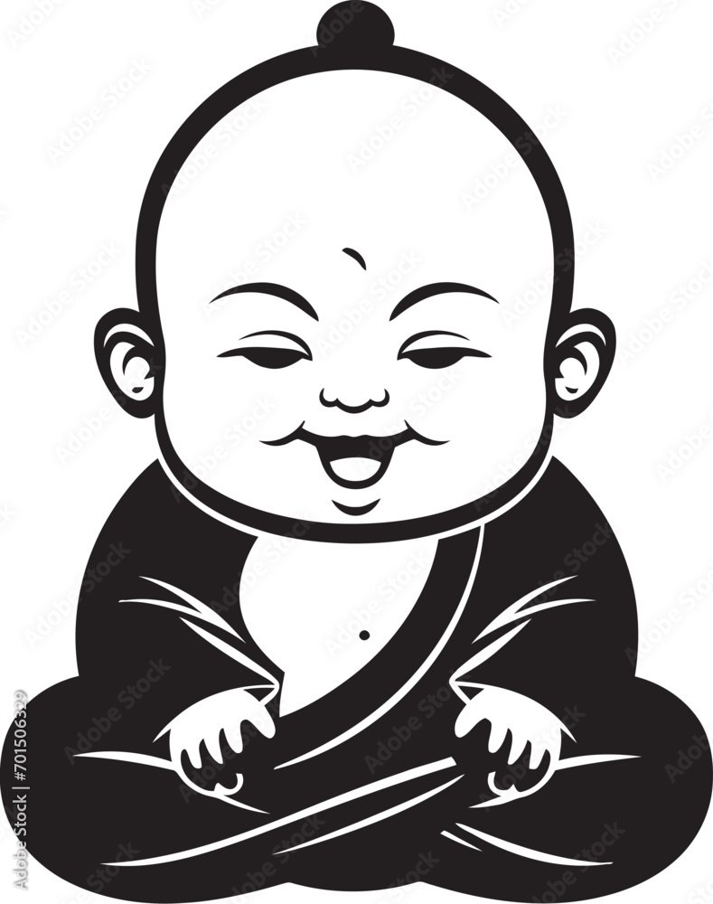 Chibi Enlightenment Black Silhouette Emblem Peaceful Tot Zen Cartoon Emblem Chibi Enlightenment Black Silhouette Emblem Peaceful Tot Zen Cartoon Emblem
