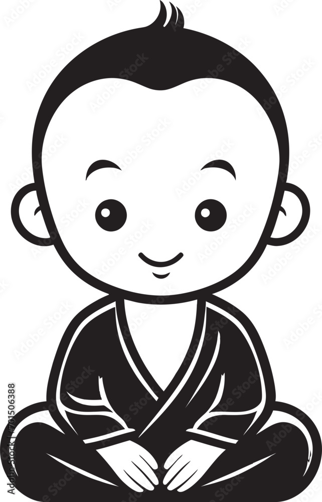 Buddha Babe Serenity Cartoon Icon Chibi Enlightenment Vector Kid Buddha