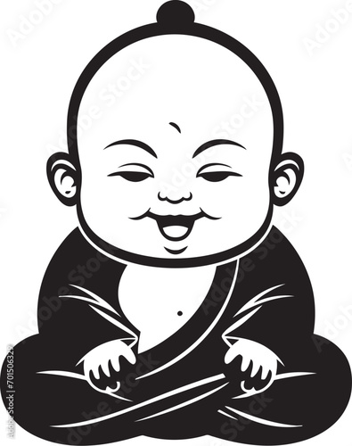 black and white buddha smiling clip art preview