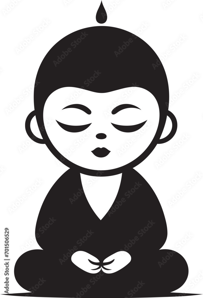 Serenity Sprite Vector Kid Icon Zen Youngster Buddha Emblematic Design Serenity Sprite Vector Kid Icon Zen Youngster Buddha Emblematic Design
