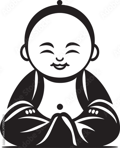 Zen Youngster Buddha Emblematic Design Buddha Bambino Cartoon Zen Emblem