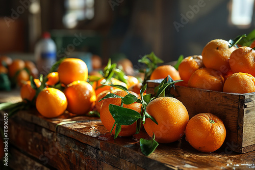 Fresh tangerines with stems and leaves, for chinese new year celebrate