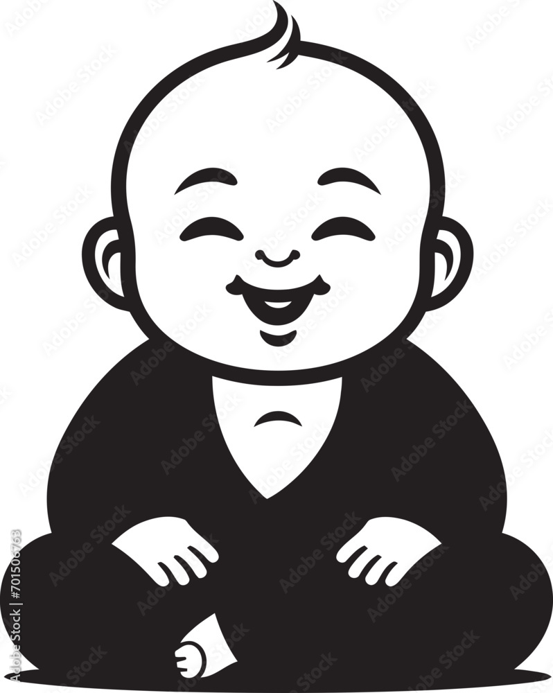 Peaceful Prodigy Black Cartoon Buddha Lotus Little One Buddha Kid Logo Peaceful Prodigy Black Cartoon Buddha Lotus Little One Buddha Kid Logo
