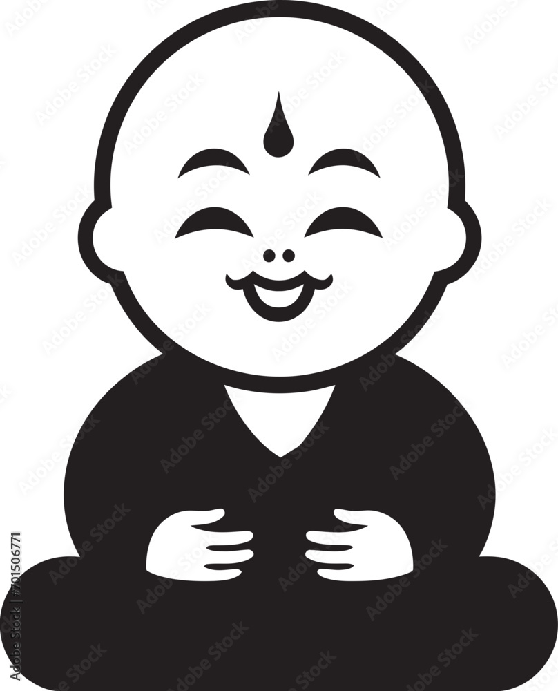 Zen Nursery Buddha Kid Silhouette Divine Kiddo Black Logo Design