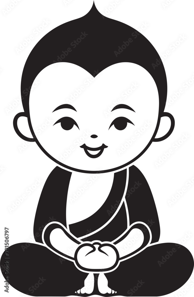 Buddha Bambino Vector Silhouette Design Peaceful Prodigy Black Kid Buddha