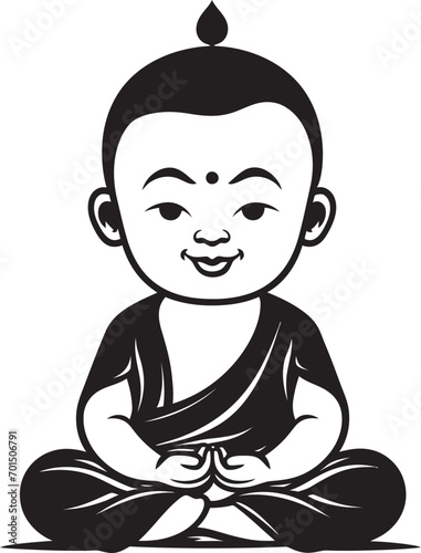 black and white buddha meditating in lotus position clip art preview